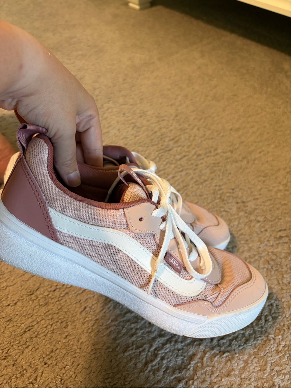 Vans Women’s Pink and White Low-Top Sneakers - Picture 6 of 10